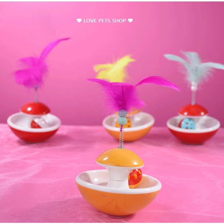 ĐỒ CHƠI MÈO LẬT ĐẬT GẮN LÒ SO LÔNG VŨ - LOVE PETS SHOP