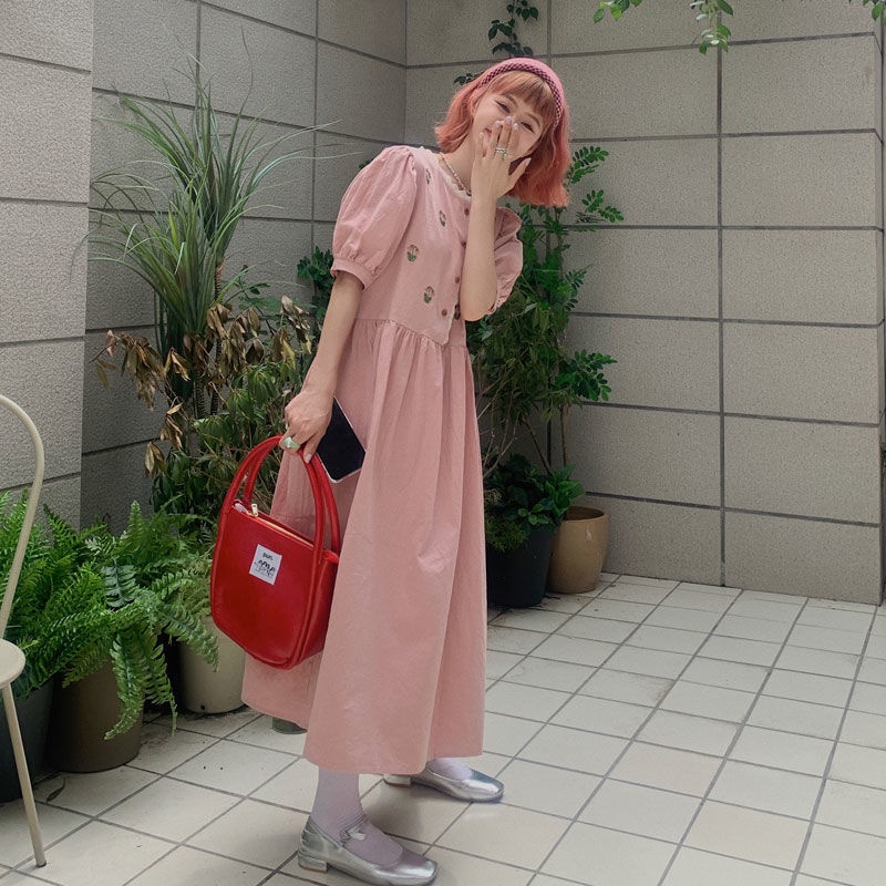 Đầm Ren Dài Ngang Eo Thêu Hoa Phong Cách Hàn Quốc Ngọt Ngào Thời Trang Mùa Hè Dành Cho Nữ