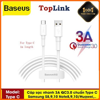 Cáp Sạc Siêu Bền Giá Rẻ Thương Hiệu Baseus Chuẩn Type C Chất Lượng Cao Tích Hợp Sạc Nhanh QC 3.0 Mới Nhất Cho Các Máy