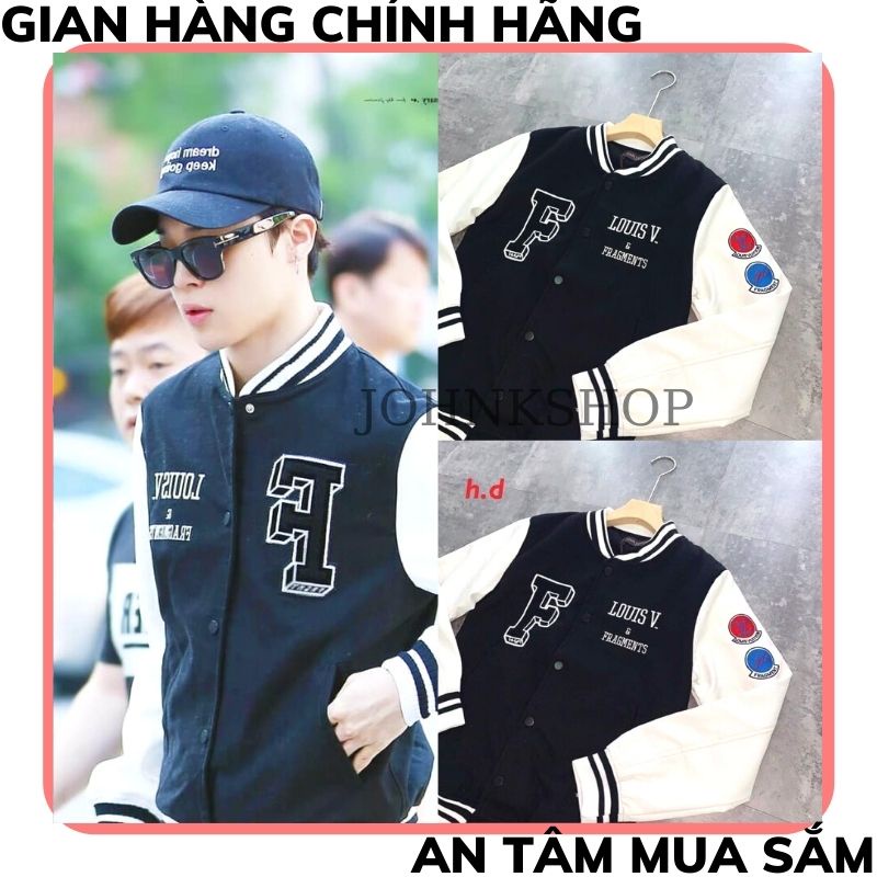 Ao Bomber unisex form rộng , in chữ F.LOUIS (ABB04) Áo Khoác Không Cổ Có Cúc Bấm - Áo Khoác Bomber Chất Đẹp XƯỞNG MTC2