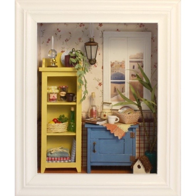 (Tặng mica,keo sữa,đèn)Mô hình gỗ đô chơi bé Tự làm Diy doll house Nhà búp bê lắp ráp 6001
