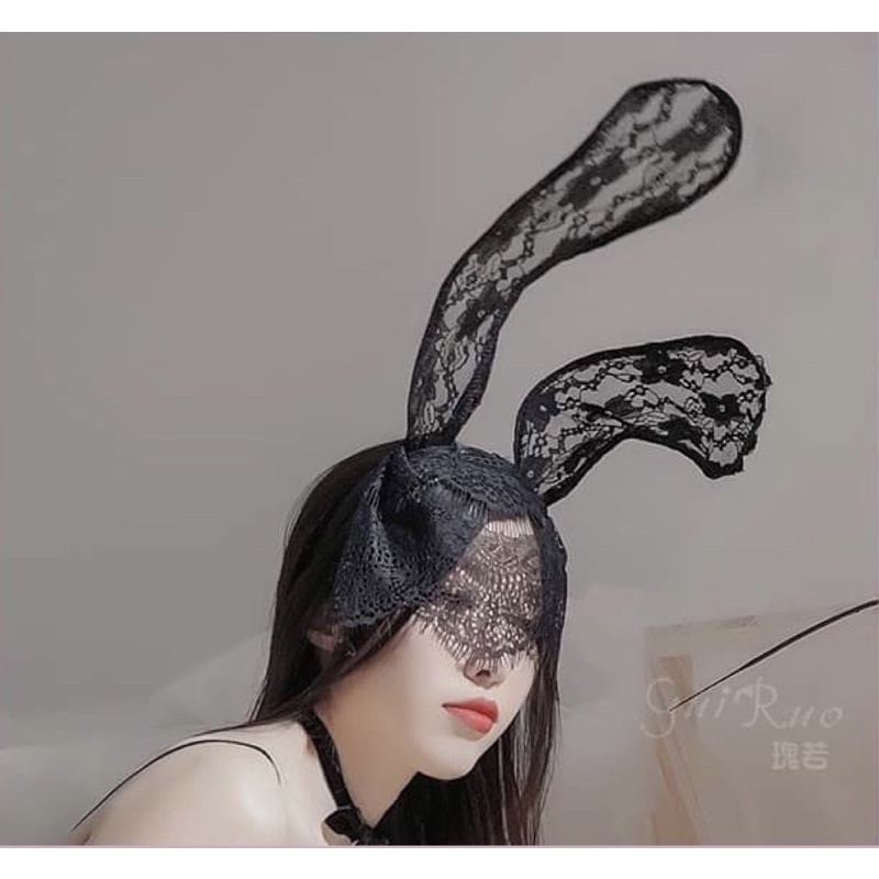 Cài tai thỏ kèm mặt nạ ren - Phụ kiện cosplay độc lạ, quyến rũ bí ẩn