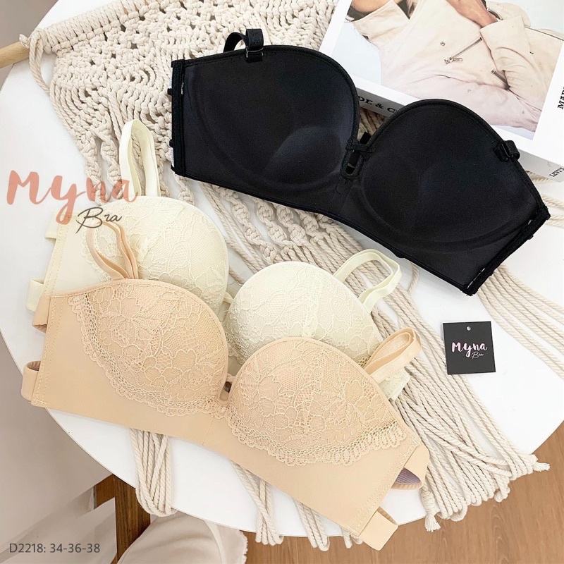Áo quây chống tụt nâng ngực đệm vừa Myna Bra có thể mặc có dây và không dây: D2218