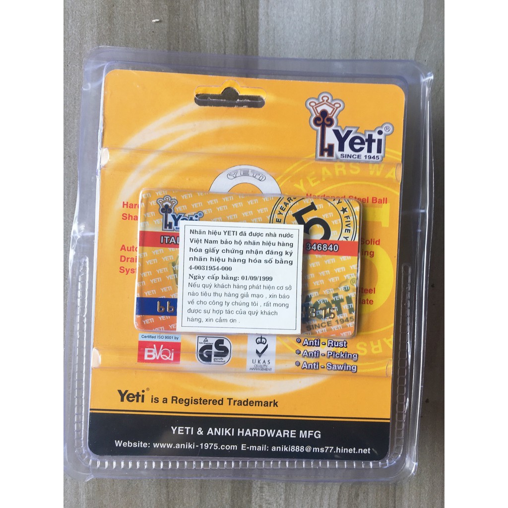 Ổ khóa chống cắt YETI 60mm - chính hãng