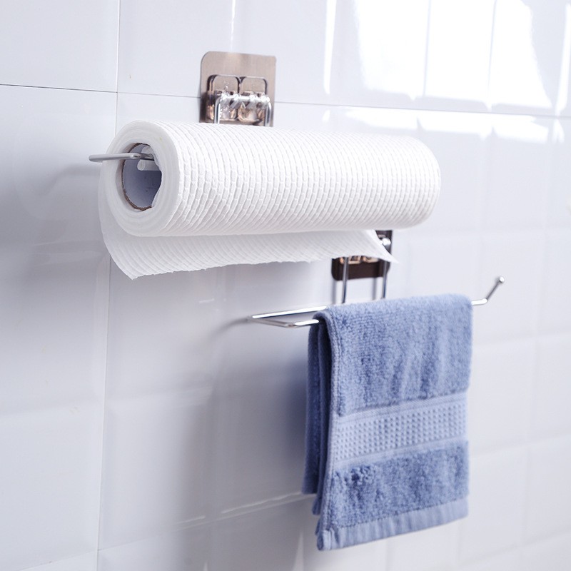 Móc treo giấy INOX , giá kệ treo khăn dán tường nhà tắm phòng tắm Living C _G57