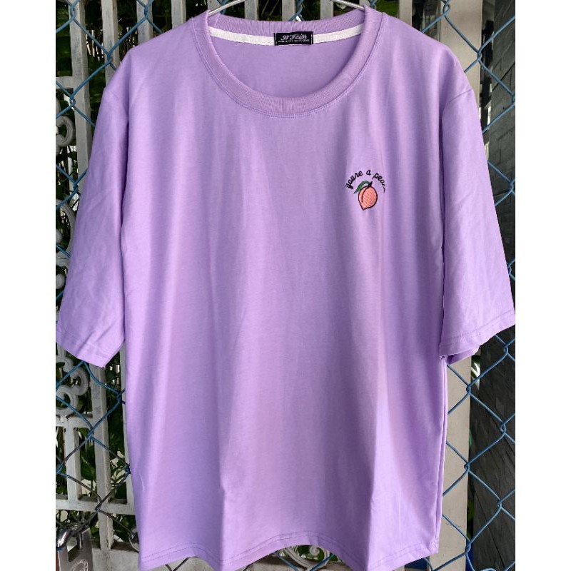 Áo Thun 💗full size💗HÌNH THẬT 100%💗tay lỡ Unisex thêu Trái đào siêu hot💗