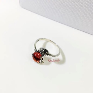 Nhẫn hồ ly huyết đỏ bạc Thái