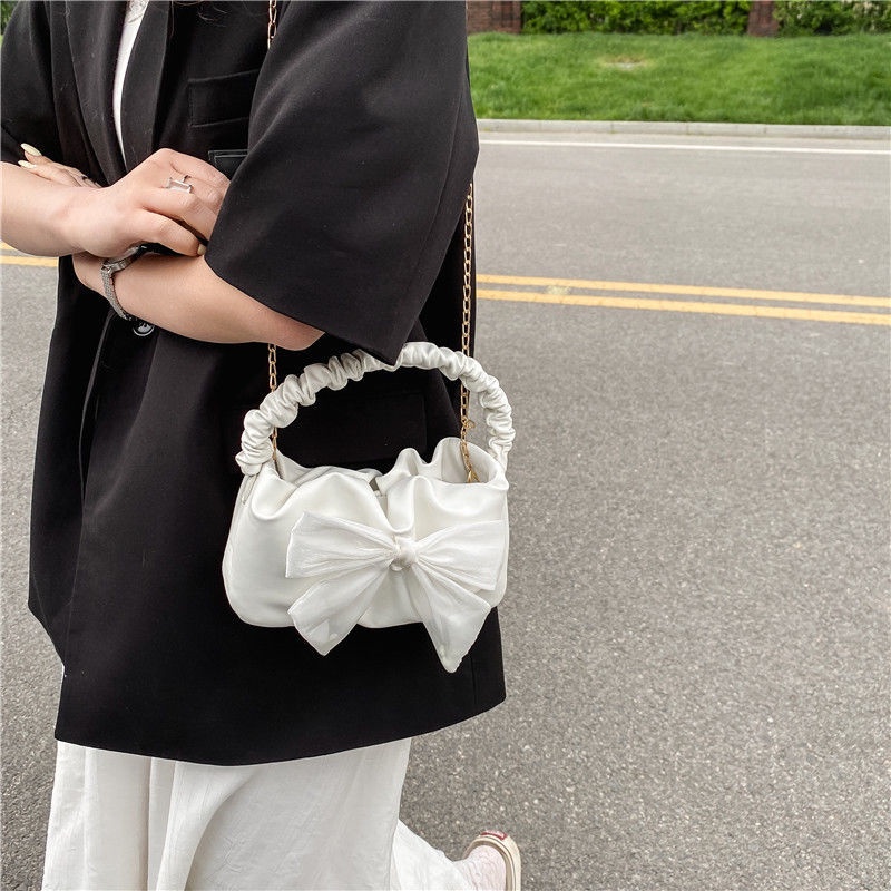 Túi Xách Đeo Chéo Đính Nơ Phong Cách Thời Trang Pháp Hàng Mới 2022 Dành Cho Nữ