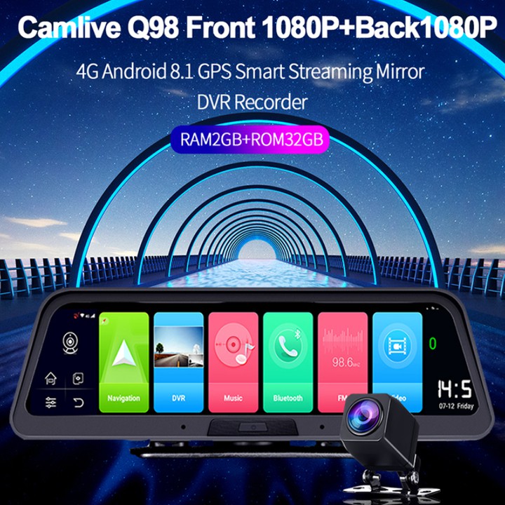 Camera hành trình đặt taplo ô tô cao cấp Phisung Q98 tích hợp 4G, Wifi, định vị GPS , android 8.1