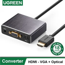 Cáp chuyển đổi HDMI to VGA + Audio và 1 cổng quang SPDIF chính hãng Ugreen UG40282 cao cấp
