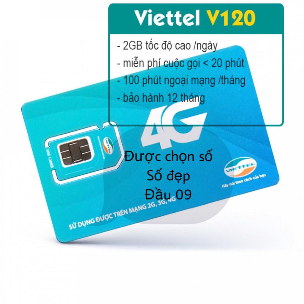 [Sim Vietel 4G] Trải nghiệm gói v120 Gọi nội mạng miễn phí 2GB/ngày Số ngẫu nhiên đầu 09 s, số dễ nhớ