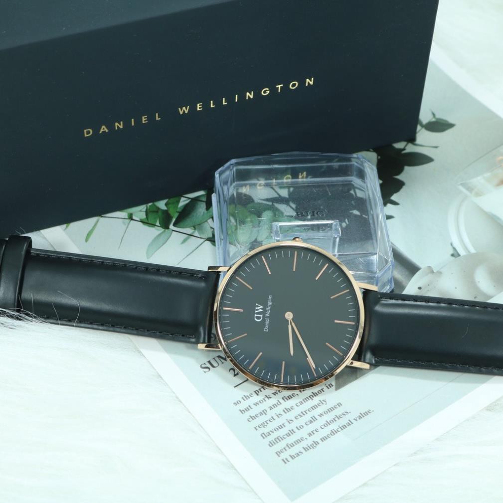 Đồng Hồ Nam DW Daniel Wellington Dây Da Classic Black Sheffield - Viền Vàng (Size 40mm & 36mm)