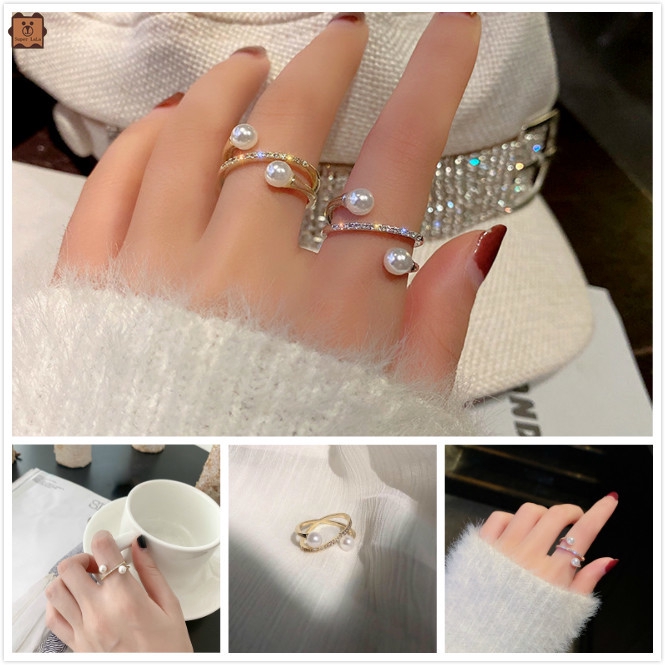 Nhẫn Hở Đính Ngọc Trai Thiết Kế Ấn Tượng Độc Đáo