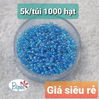 Gói 1000 hạt cườm màu xanh xà cừ 2mm