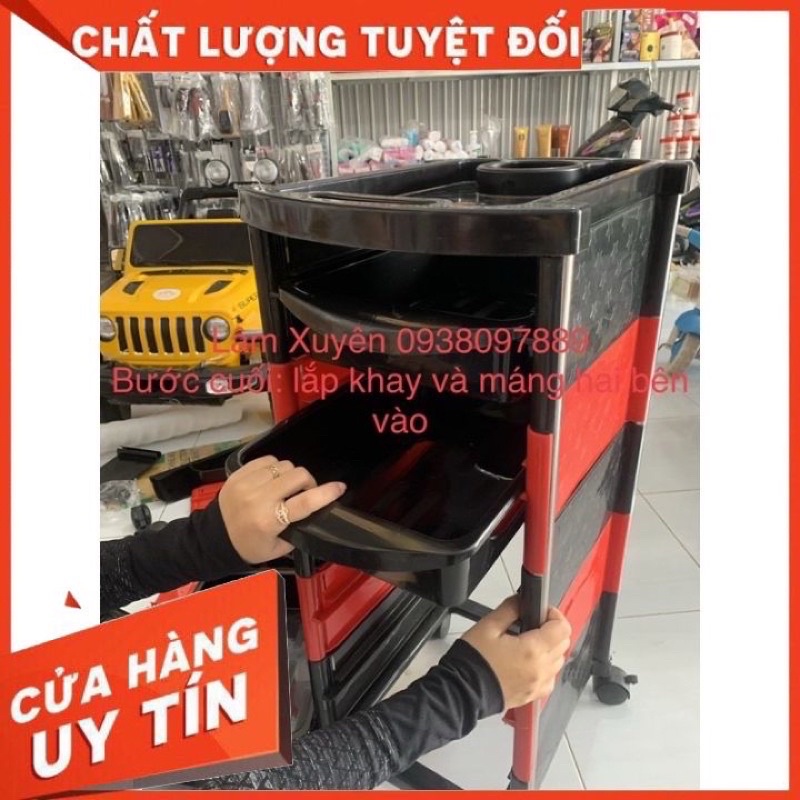 Xe đẩy salon, màu đen 5 tầng cao cấp FREESHIPcó 5 hộc để đồ, có bánh xe đi chuyển được, chịu lực nặng tốt, dễ vệ sinh