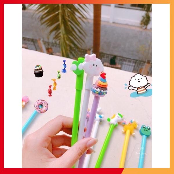 Set 20 chiếc bút bi mực nước siêu xinh nhiều hình cute kèm túi zip