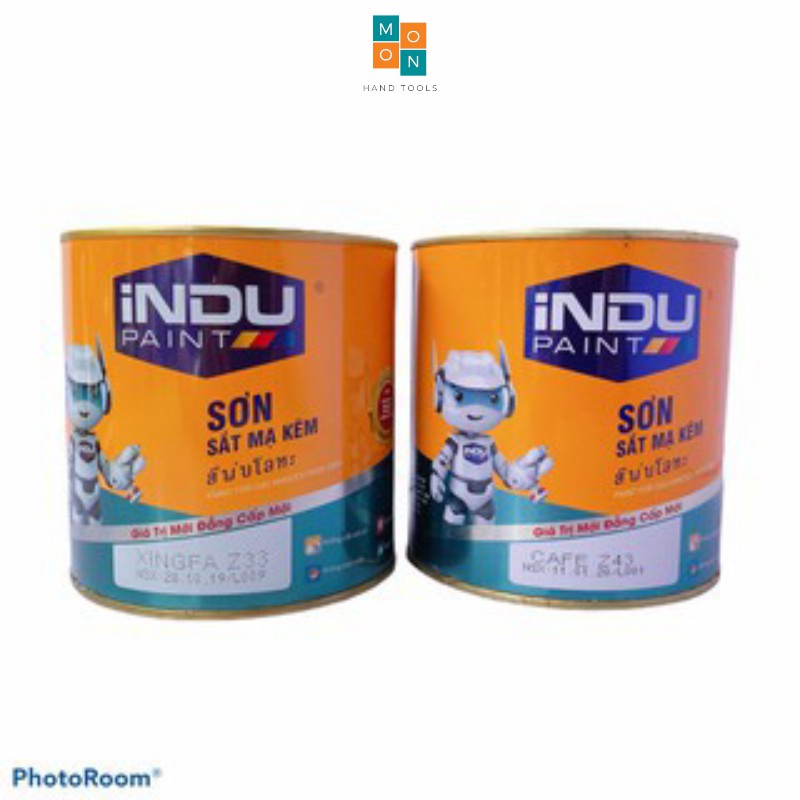 Sơn Indu sắt mạ kẽm màu nâu cafe, nhũ đồng, nhũ vàng 800ml