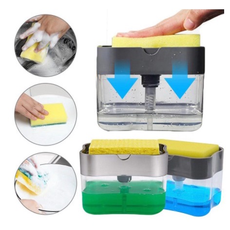 A - LIFE Bình Đựng Xà Phòng Rửa Chén Có Giá Đỡ Xốp 2 Trong 1 Cho Nhà Bếp