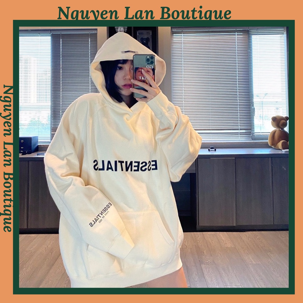 Áo hoodie nam nữ in chữ ESSENTIALS hàng quảng châu chất nỉ tàu 100% 2 lớp hoodie dày dặn NLD51
