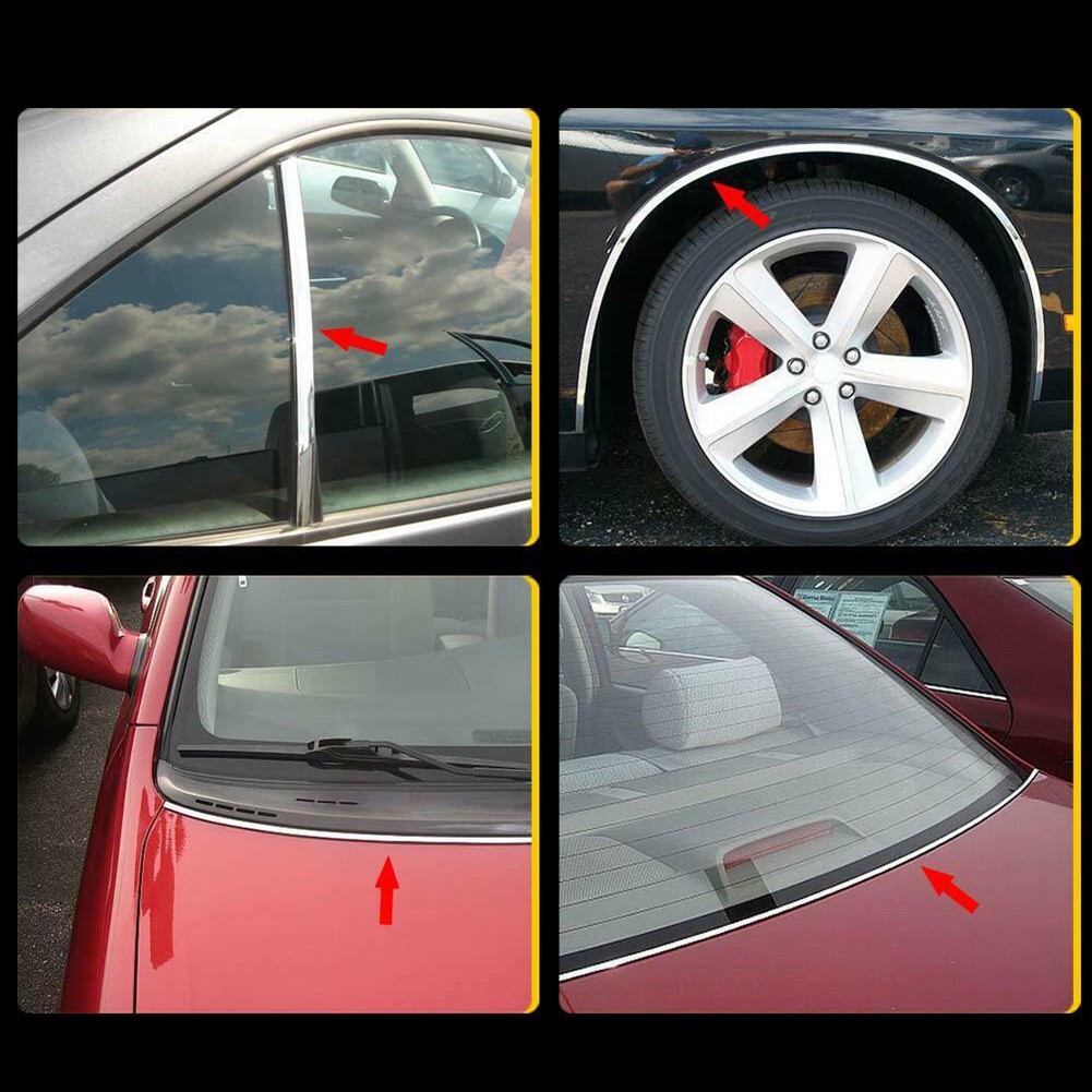 ⚡Hot Sale⚡Chrome Trim Molding 5/16\" Car Roof Door Side Decorate Protector Strip Durable New-ISHOW