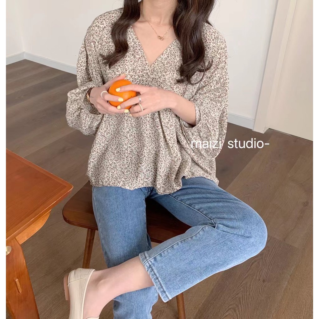 Áo sơ mi babydoll họa tiết hoa nhí! Ulzzang style Hàng Quảng Châu