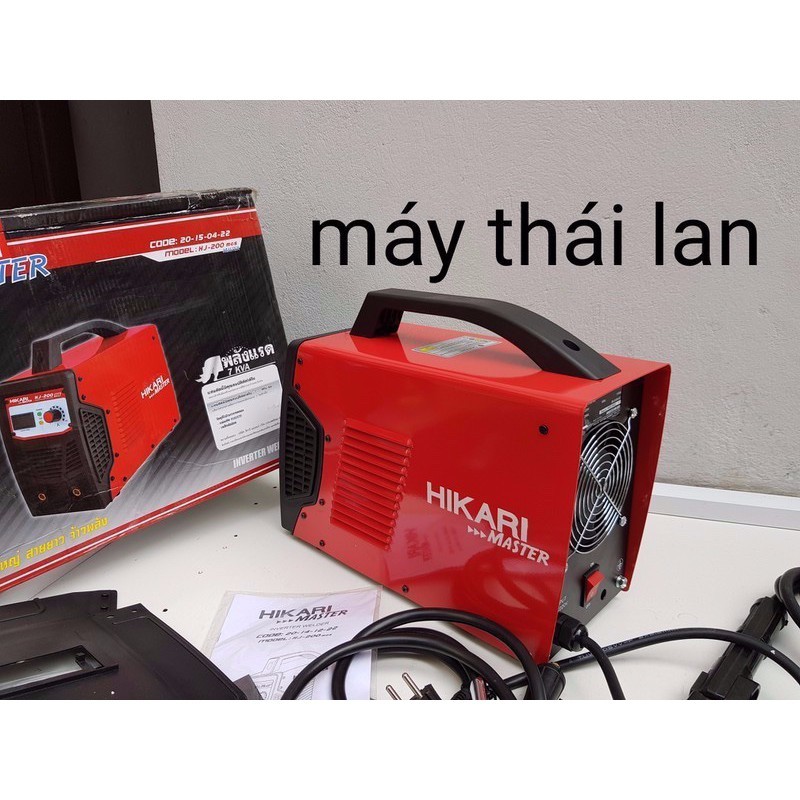 Máy hàn que điện tử Hikari HJ-200 mos, madein Thái lan màu đỏ, hàn que 3.2mm.