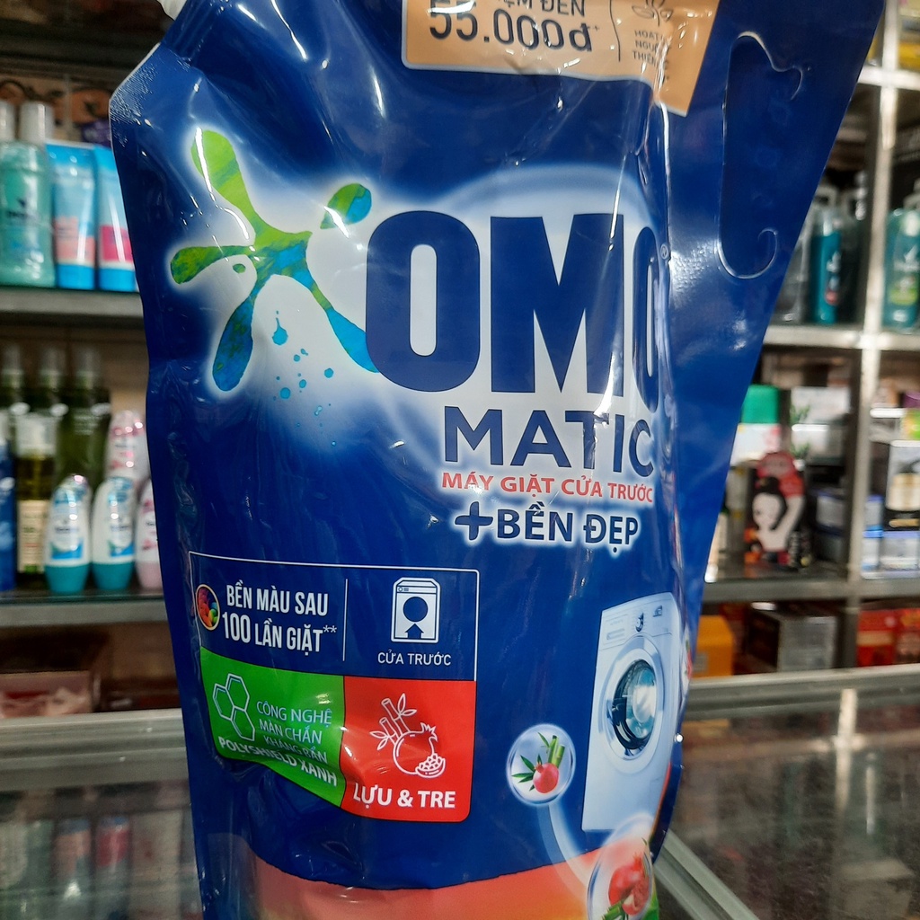 Nước giặt Túi 2.9kg OMO Matic Cửa Trước Bền Màu tinh chất Lựu Tre