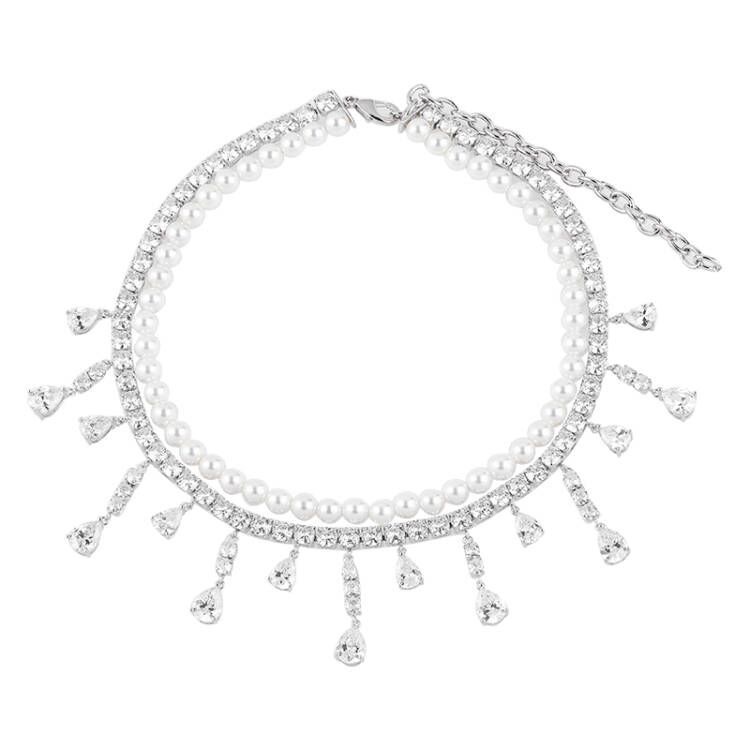 Vòng cổ Mặt Hình Giọt Nước Đính Ngọc Trai Lấp Lánh Thời Trang Cho Nữ