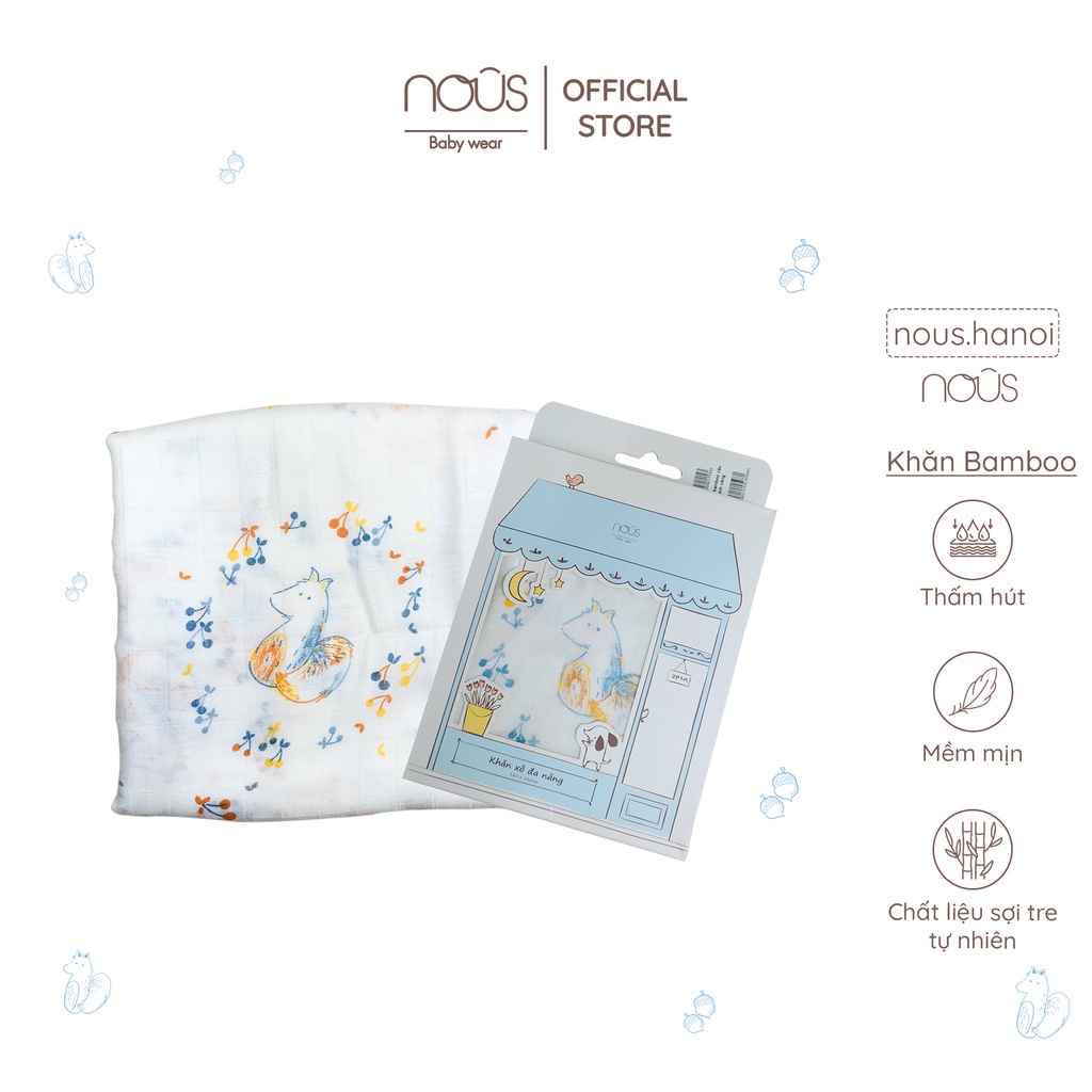 NOUS Khăn tắm xô 1 lớp - hộp vải sợi tre cao cấp BAMBOO cho bé