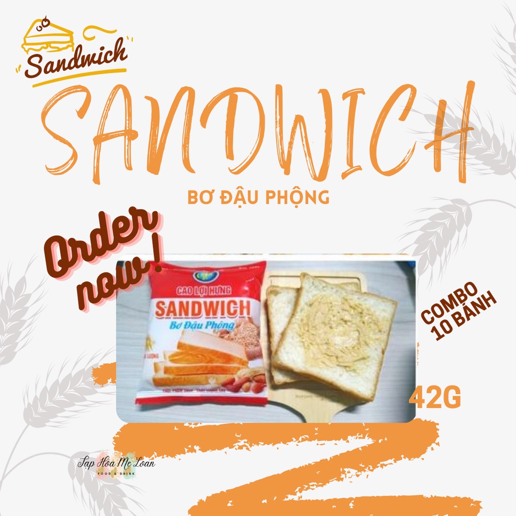 COMBO 10 Bánh Sandwich Bơ đậu phộng Cao Lợi Hưng – 42 g