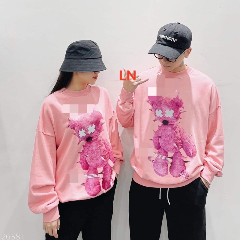 Áo Sweater gấu hồng mắt X DA6