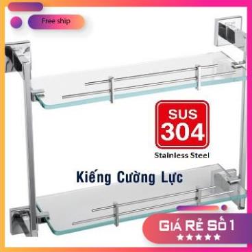 KỆ KIẾNG 2 TẦNG PHÒNG TẮM INOX 304 KIẾNG CƯỜNG LỰC DÒNG CAO CẤP-KỆ XÀ BÔNG,LY BÀN CHẢI