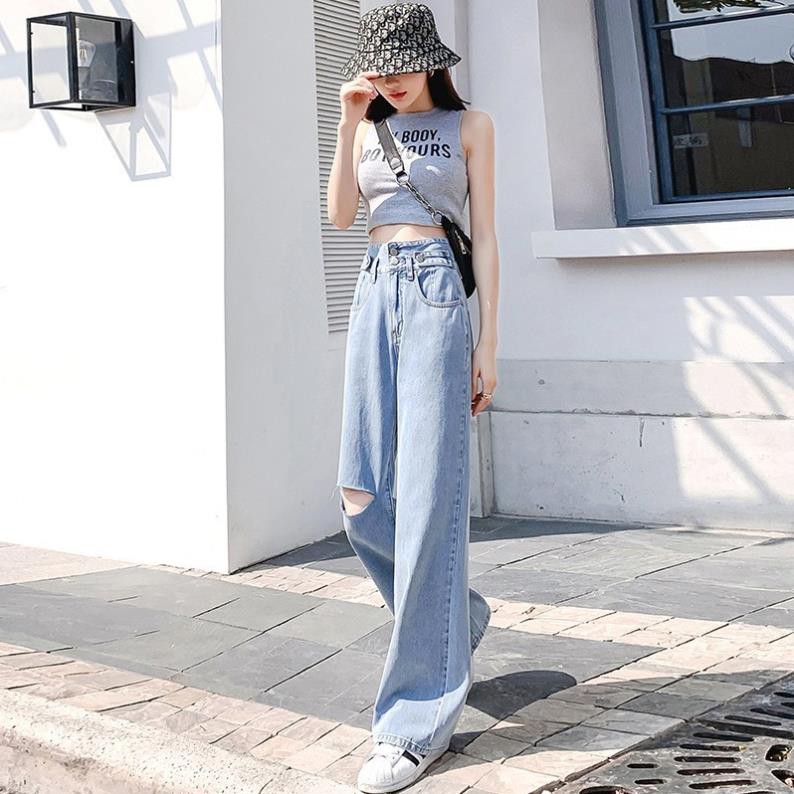 Quần jean nữ SIMPLE dáng suông rộng cao cấp | BigBuy360 - bigbuy360.vn