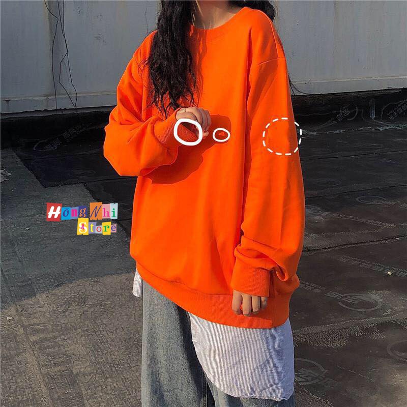 ÁO SWEATER TRƠN CHẤT NỈ LÓT BÔNG MÀU CAM - SWEATER UNISEX - MM | BigBuy360 - bigbuy360.vn