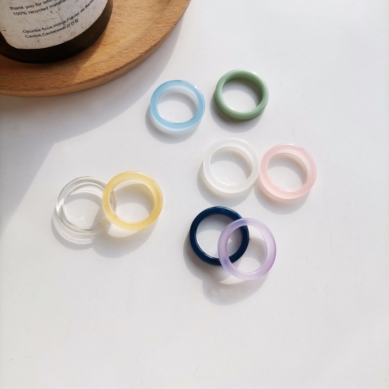 Nhẫn Nhựa Resin Mini 17mm Nhiều Màu Sắc