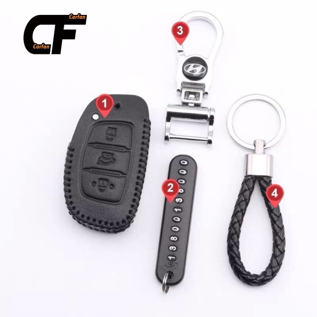 Bao da bọc bảo vệ cho đầu chìa khóa xe hơi Hyundai I10 Elantra 2020 Tucson Da Túi chìa khóa