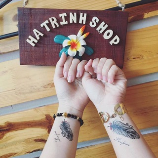 Xăm dán tatoo nhịp tim - hoa - bướm