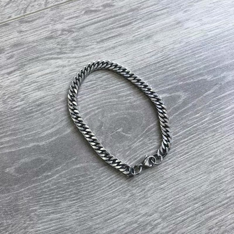 Vòng tay dây xích bằng thép titan dày phong cách hiphop đơn giản cho nam và nữ