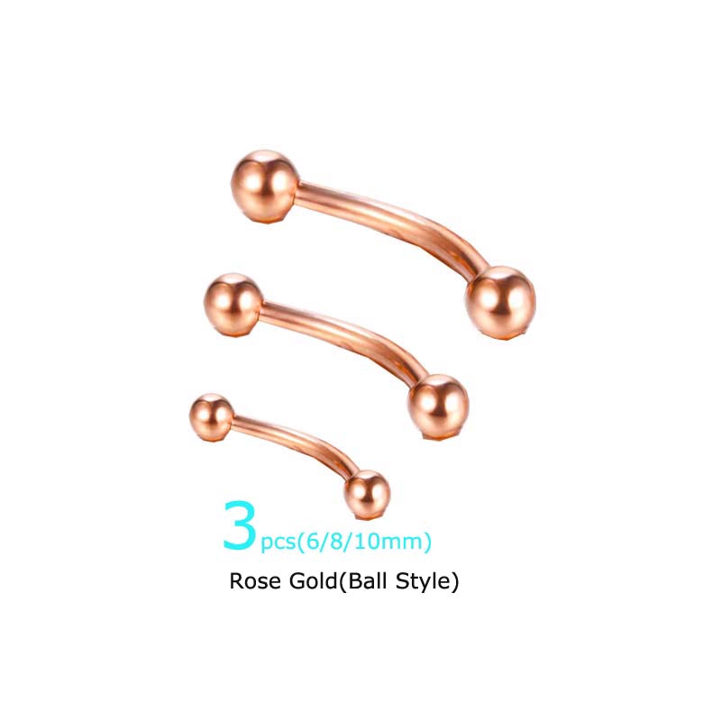 Set 3 Khuyên Xỏ Lông Mày Bằng Thép Không Gỉ 20Gauge