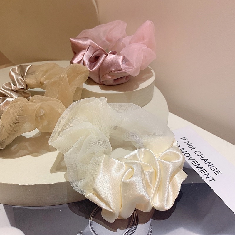 Scrunchies loang 2 màu lụa bóng