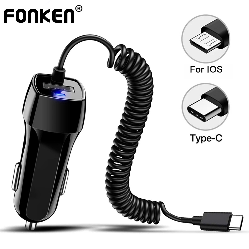 Dây Cáp Sạc Nhanh 2.4A USB Cho Điện Thoại Xiaomi IOS Trên Xe Hơi