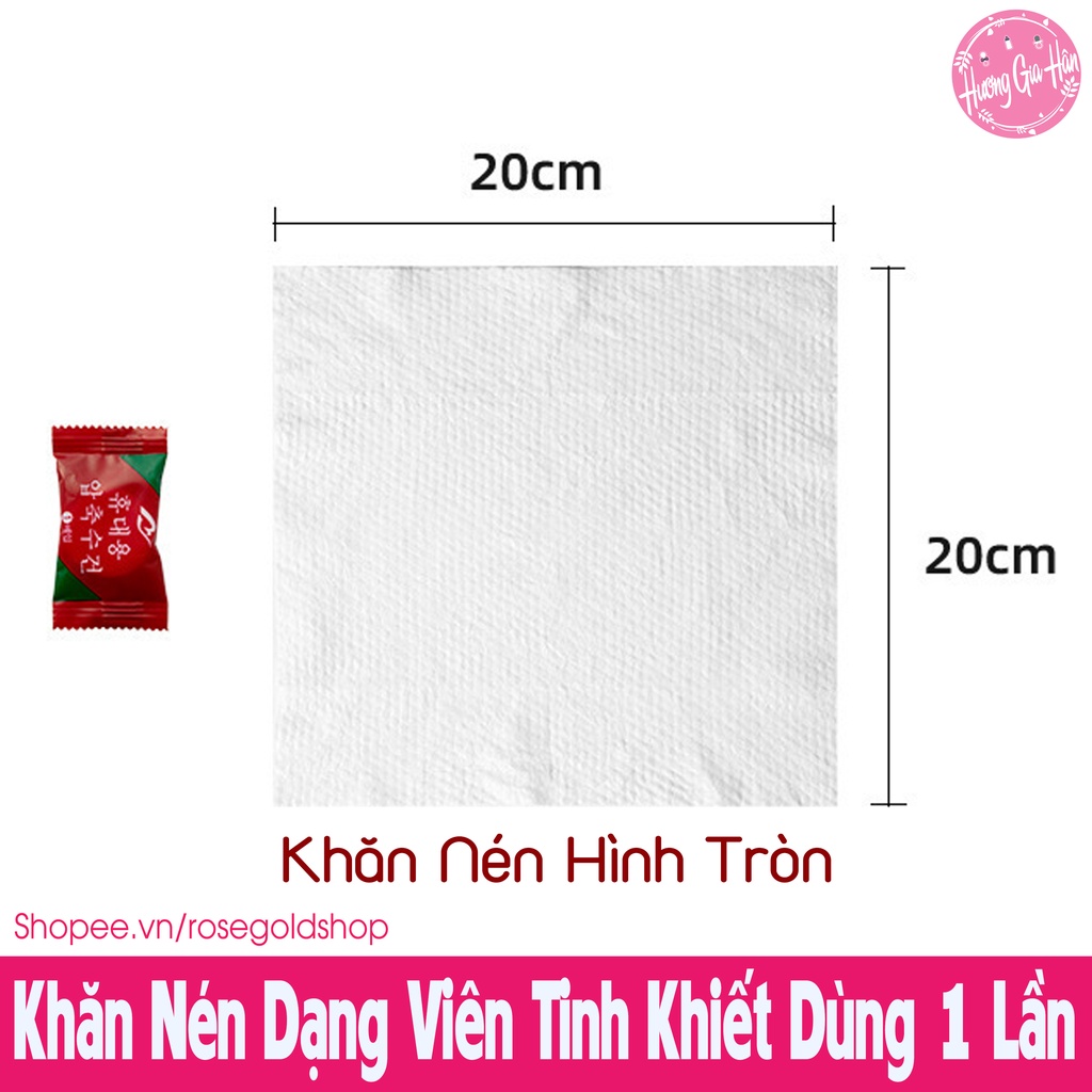 Khăn Nén Dạng Viên Bông Tinh Khiết Dùng 1 Lần Size 20x20cm Tiện Lợi Khi Đi Du Lịch