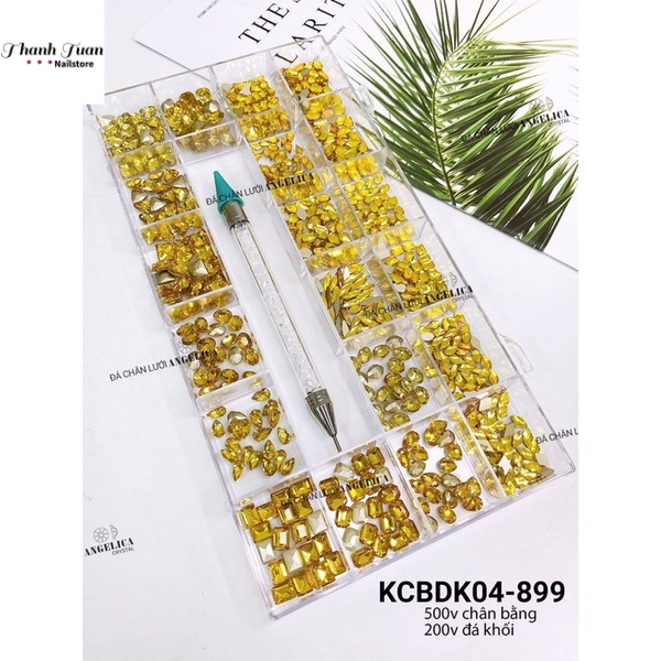 Khay đá nail Đá khối chân bằng kèm bút chấm đá 2 đầu Angelica- Phụ kiện đồ nail