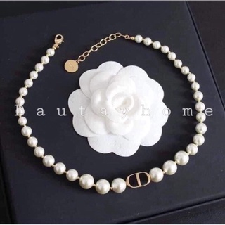 Vòng cổ, dây chuyền, chocker dây ngọc đính tag vàng dập logo khoá CD cao cấp 🍓