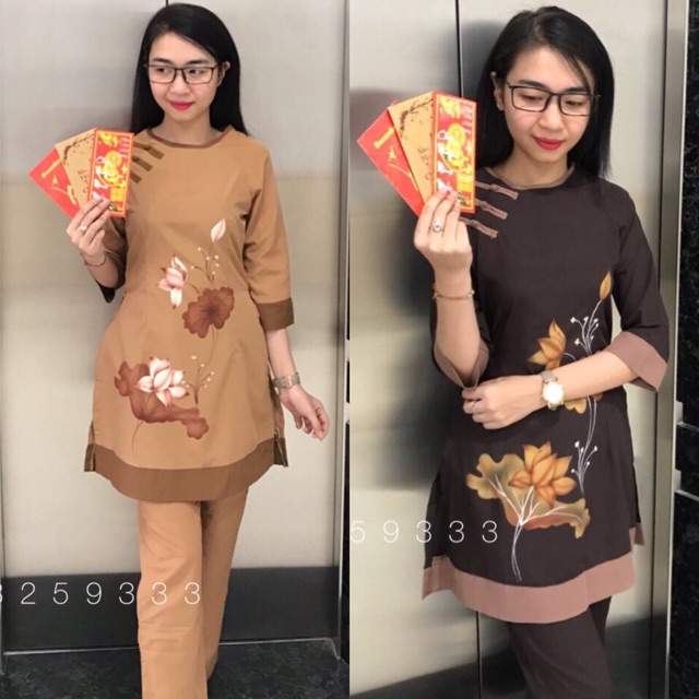 Áo Lam Đi Chùa  Cách Tân Vải Kate Hoa In GIÁ RẺ VÔ ĐỊCH