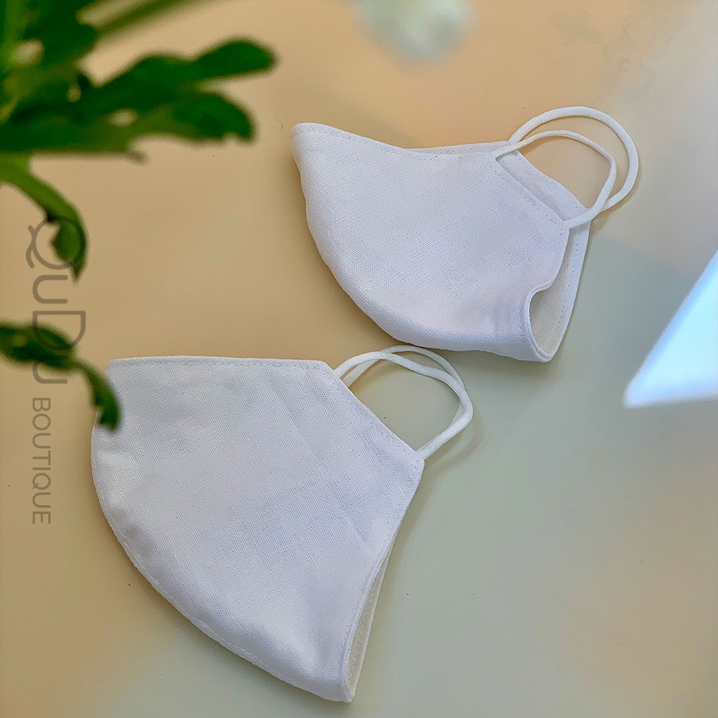 [MADE BY QUDU] Khẩu Trang Vải Chống Giọt Bắn, Tia UV Màu Trắng Thời Trang Vải Linen, Nam Nữ Đều Có Thể Sử Dụng