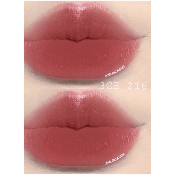 Son lì 3CE vỏ đen Lip Color Matte màu 216 Blushed