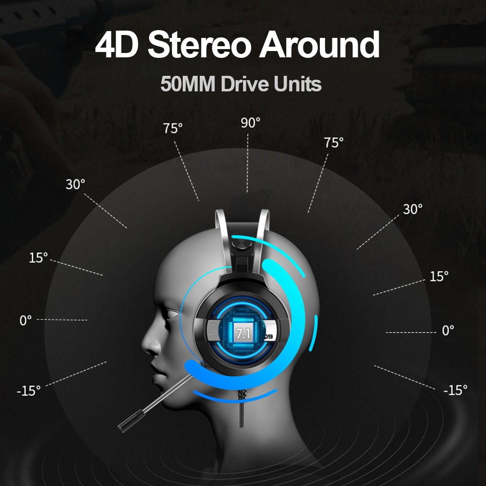 Tai Nghe Chụp Tai Pulierde Q9 Âm Thanh Vòm 7.1 Có Micro Điều Chỉnh Được Có Dây USB Và Đèn LED Hỗ Trợ Chơi Game PS4