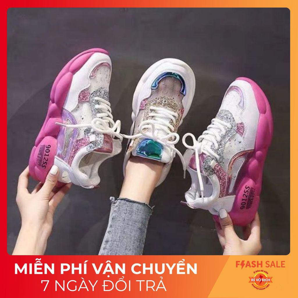 [FREE SHIP 99K] Giày thể thao nữ Ulzzang màu Hologram/ Giày nữ thể thao lưới phản quang mã 8602 mẫu mới đế 4cm