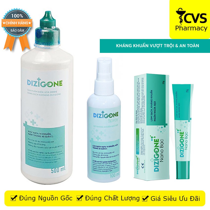 Bộ Sản Phẩm Dizigone Kháng Khuẩn – Tái Tạo Da – Ngăn Ngừa Sẹo - Cvspharmacy